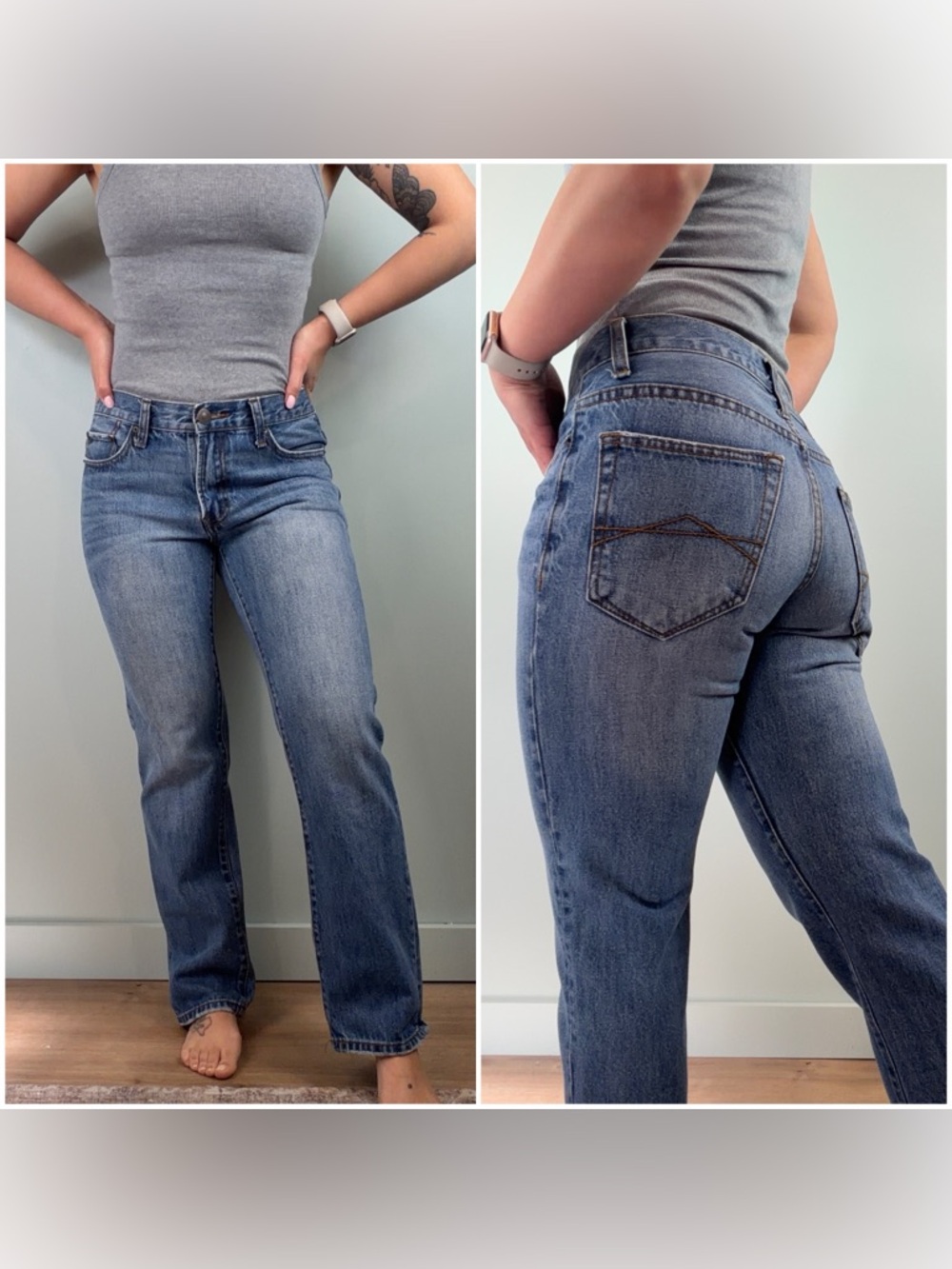 Y2K Aeropostale mid-rise Straight Leg Essex Jeans Medium Blue Vintage Wash sz 28